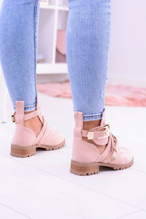 Lu Boo Pink Suede Boots With Cutouts Rock Girl