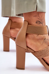 Leather Sandals High Heel Boots Camel Marren
