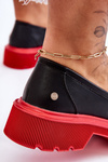 Leather Loafers With Decoration GOE LL2N4040 Black-Red