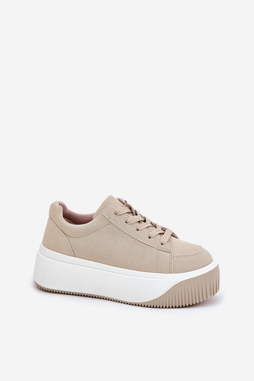 Sneakers On Massive Platform Smooth Beige Tirvanis