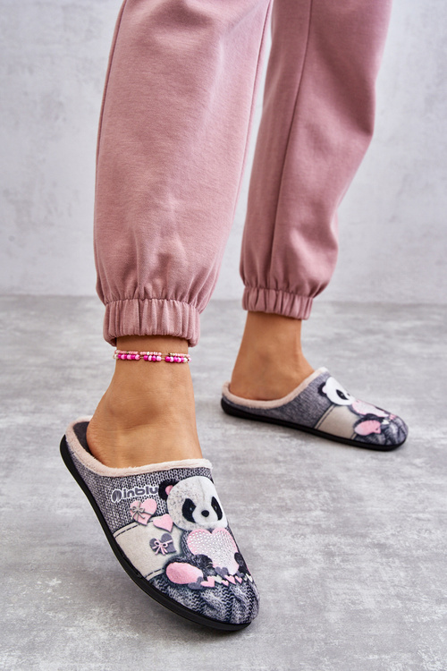Flip-flops Befado Teddy Panda With Heart 155D209 Grey
