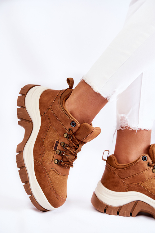 Buty Trekkingowe Trapery Damskie Memory Foam Brązowe Big Star KK274362