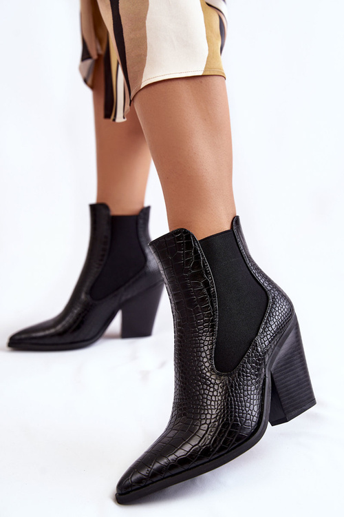 Women's Cowboy Boots Snakeskin Black Warren