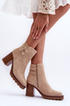 Suede Heeled Boots Beige Makeline