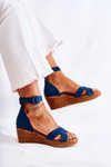 Suede Wedge Sandals Maciejka 04565-06 Navy blue