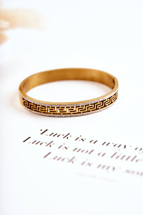 Women's Steel Bracelet With A Clasp With Cubic Zirconia Gold