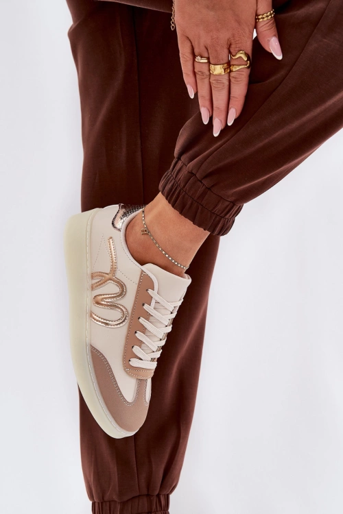 Low Women's Sports Shoes Made Of Eco Leather Beige Iladira