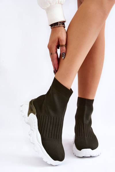Women's High Sock Trainers Green Jovie