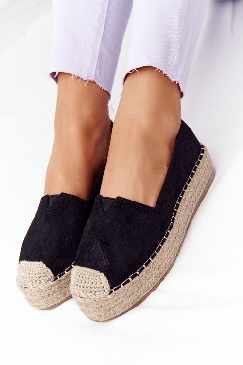 Espadrilles On A Straw Platform Black Highway