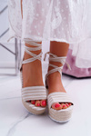 Women's Platform Platform Sandals Linen Tie Beige Jolyn