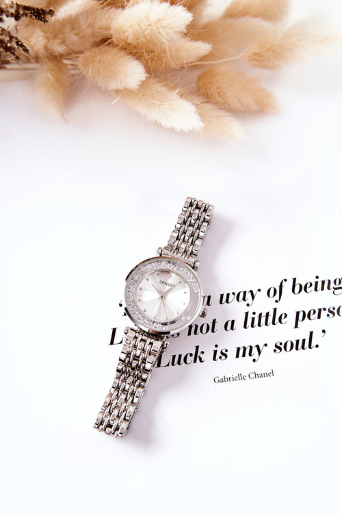 Women's Watch On Bracelet With Cubic Zirconia ERNEST Silver