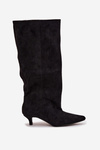 Women's Boots With Heel From Eco Suede Black Pheona