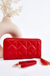 Large Quilted Wallet With Stripe Red Jeffrey