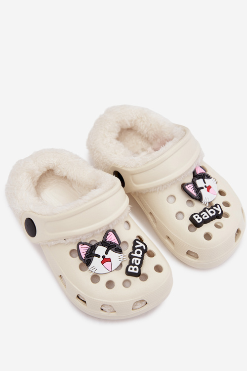 Foam Children's Slippers Lined with Fur with Fasteners Creamy Cerelle