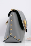 Stylish Grey Handbag Women's Letter Purse Gold Chain