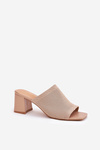 Women’s Heeled Block Sandals Beige Wenilan