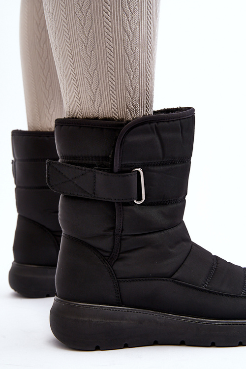 Śniegowce Damskie Ocieplane Na Rzep Czarne Jawora 823T005