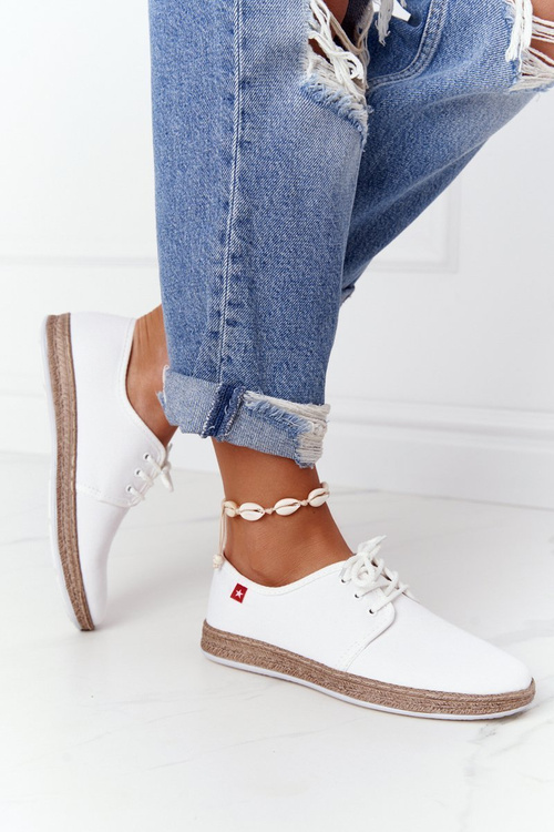 Trampki Wiązane Plecionka Big Star Białe FF276043