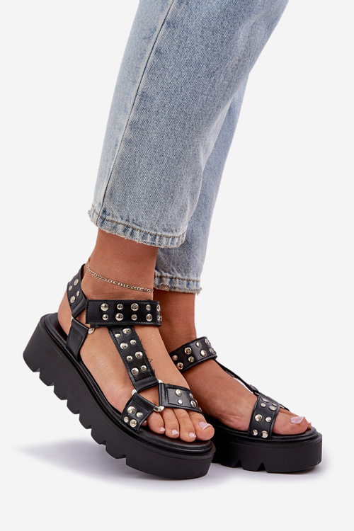 Embellished platform sandals black Tatellia