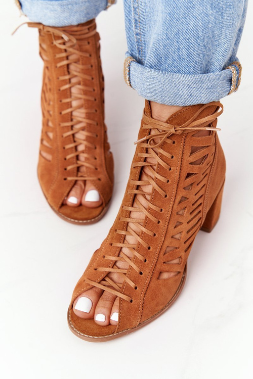 Suede Openwork Boots Maciejka Camel 04040-29