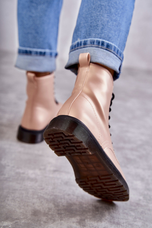 Botki Glany Damskie Wiązane Różowe Lavita