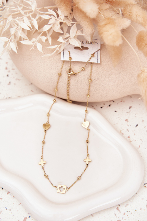 Necklace with Pendants Stainless Steel Gold