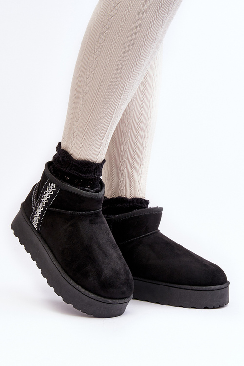 Women's Snow Boots On Platform Lined Black Lomessa