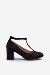 Black Faux Suede Pumps with Chunky Heel Raniyah