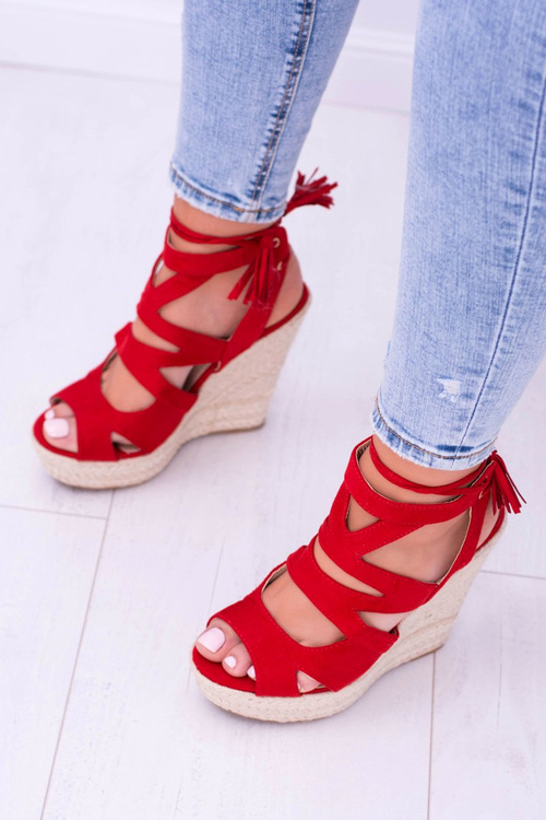 Red Suede Sandals On Anchor Nowelio