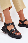 Eco Leather Women's Sandals With Buckles Black Mireza