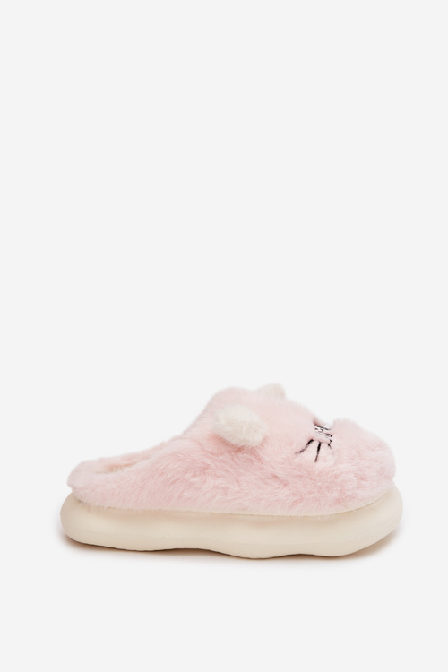Furry Ladies Slippers Smile Pink Lexira