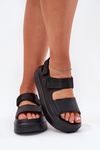Ladies platform sandals with velcro black Nitepira