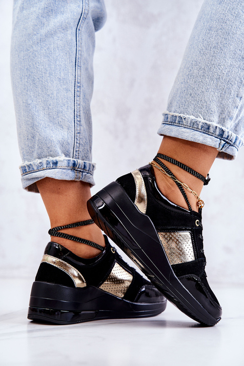Women's Suede Sport Shoes On a Wedge Black Larson