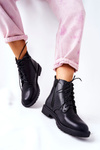 Classic Tiered Leather Booties Black Melome