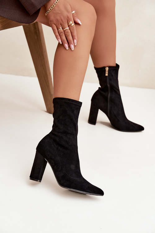 Women's heeled ankle boots with stitching black Rosivelle