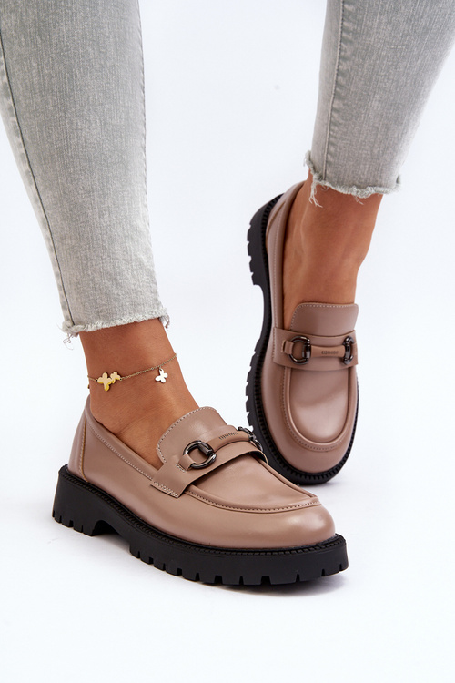 Women's Beige Faux Leather Moccasins Ledda