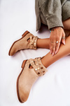 Women's boots with jets on a flat heel Beige Larino