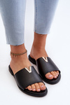 Women's Black Eco Leather Flat Sandals Maliha