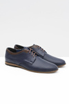Openwork Men's Leather Semi Shoes Ettore Navy Blue