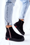 Platform Suede Lace-up Booties Black Nessa