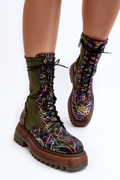 Women's Leather Work Boots Maciejka 06203-09 Multicolor