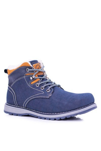 Insulated Navy Blue Men's Trekking Boots With Fleece Nuss