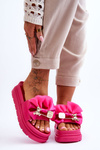 Slippers With A Bow And A Teddy Bear Fuchsia Suzy