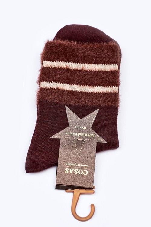 Women's Cotton Socks With Fur COSAS Brown