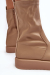 Women's Platform Ankle Boots in Beige Faux Leather Algedi