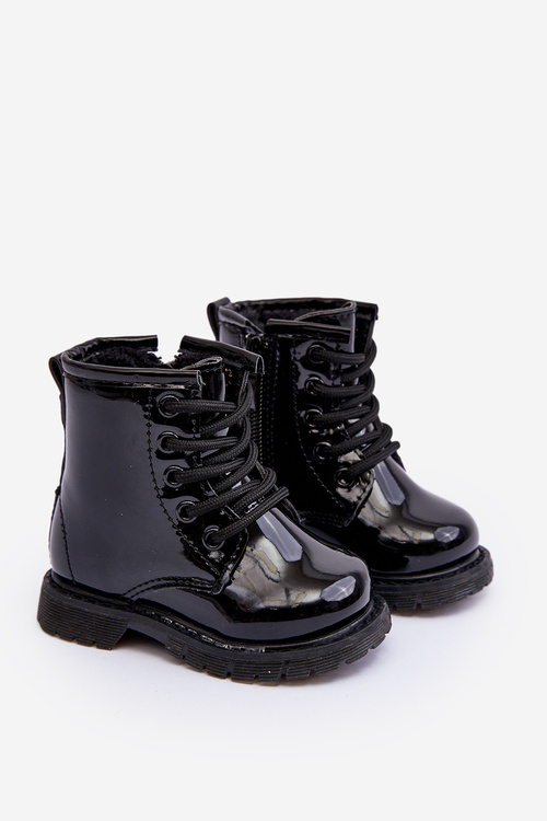 Children's Boots Laquered With Zipper Black Tibbie