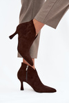 Low Women's Ankle Boots On Heel Eco Suede Chocolate Jolivra