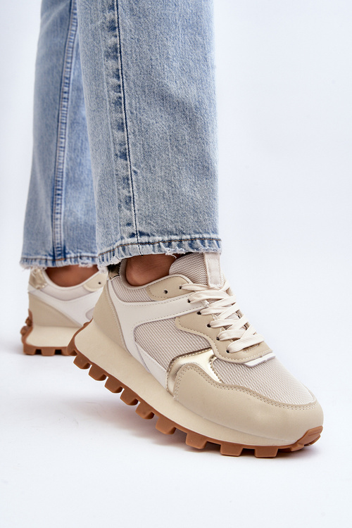Buty Sportowe Sneakersy Damskie Beżowe Ralita C2145