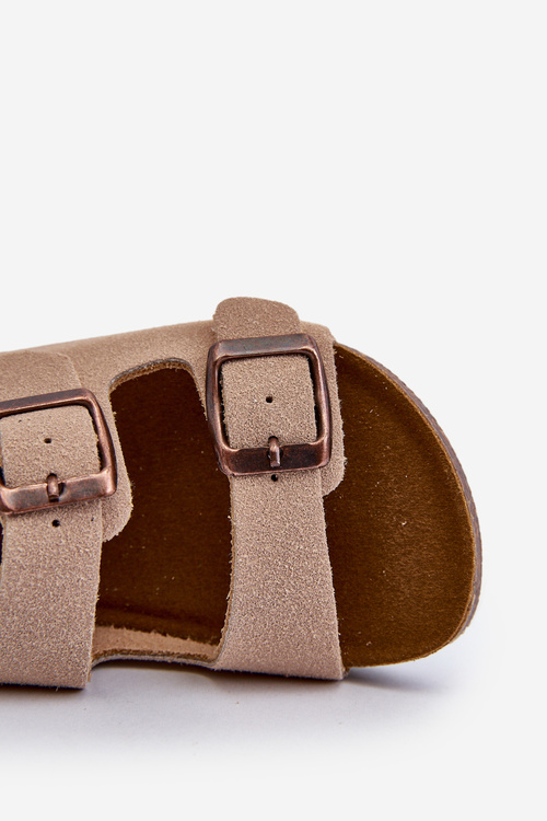 Children's sandals on a cork platform with velcro closure beige Rorria