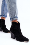 Suede Cowboy Boots On Heel Black Lotoune 